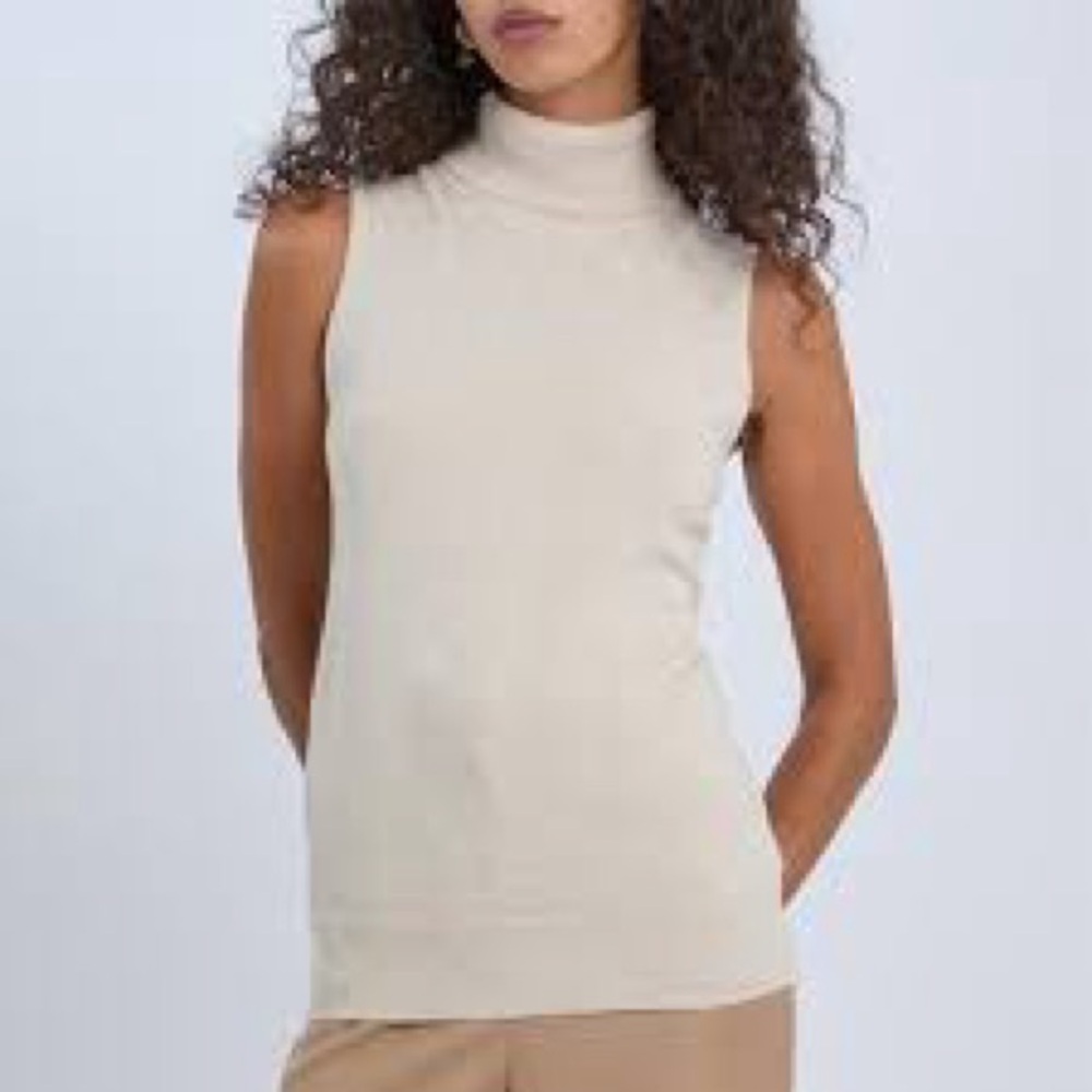 BCBGMaxazria Angora/Wool Bland Sleeveless Turtleneck Sweater
